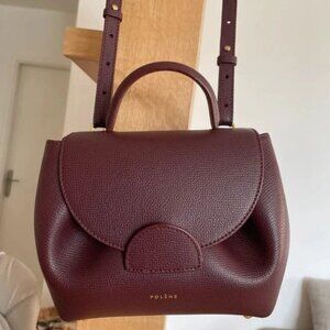 Polene Uno Nano Burgundy Leather Women's Bag crossbody Satchel
